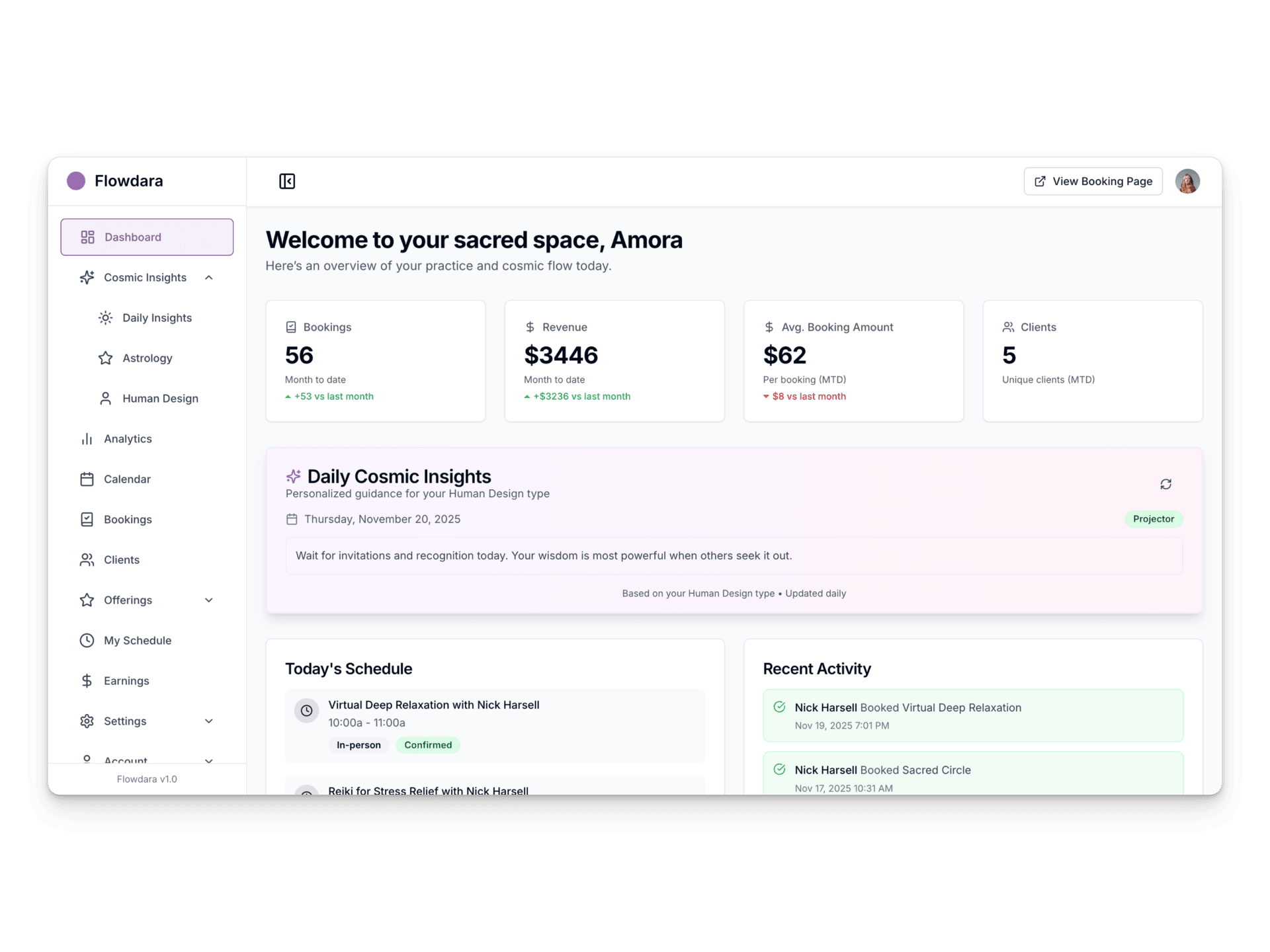 Astrology and Human Design charts interface